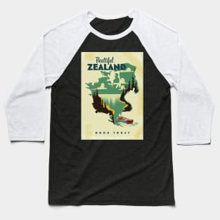 Beautiful Zealand Vintage travel poster. Baseball T-Shirt